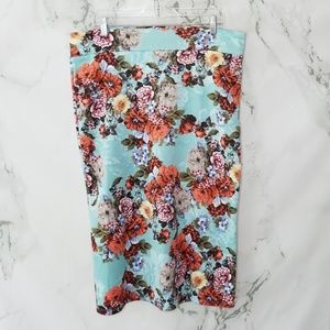 Floral Scuba Midi Skirt